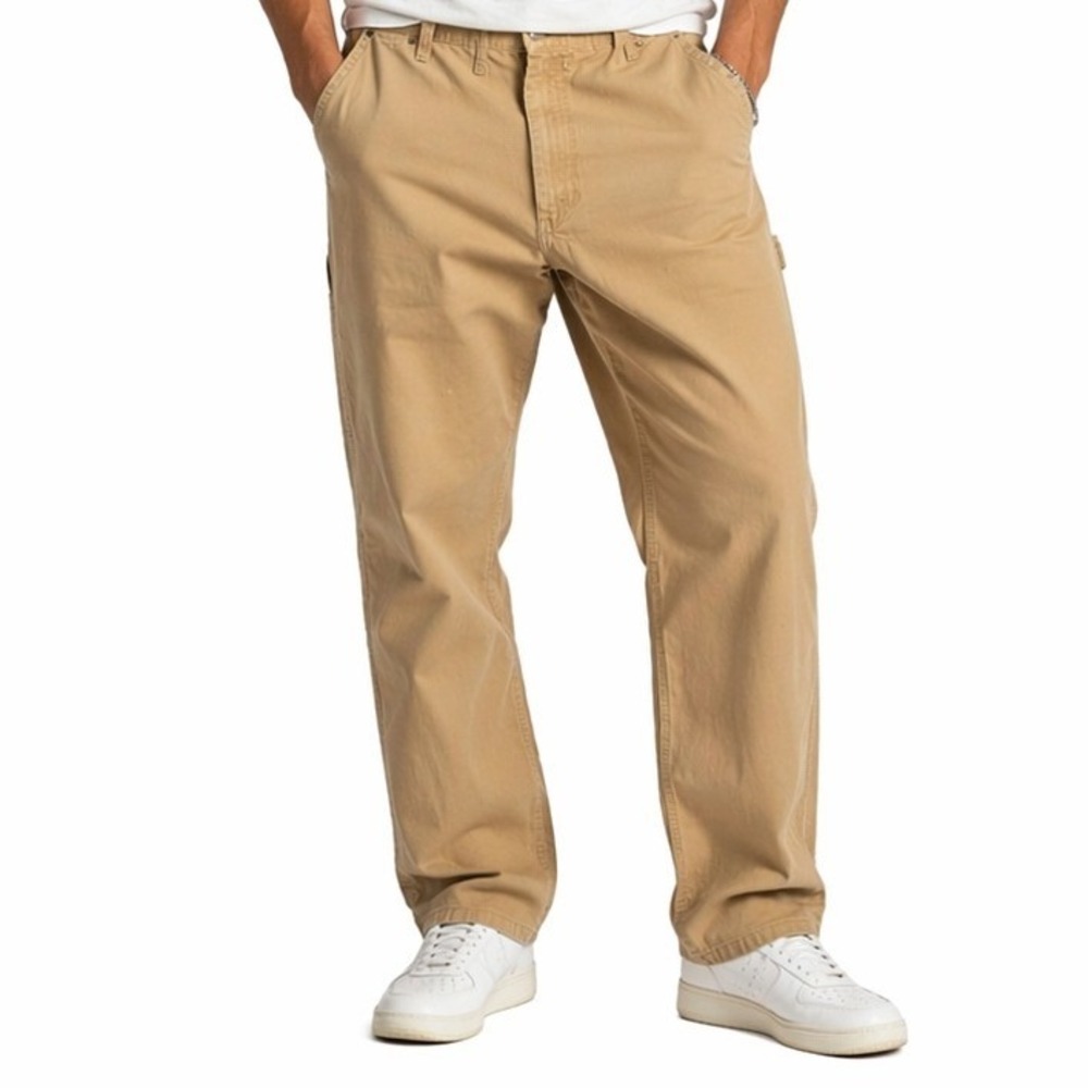 Wrangler Carpenter Pants Mens 44x32 Tan Brown Cotton Canvas Workwear 94LSWAO